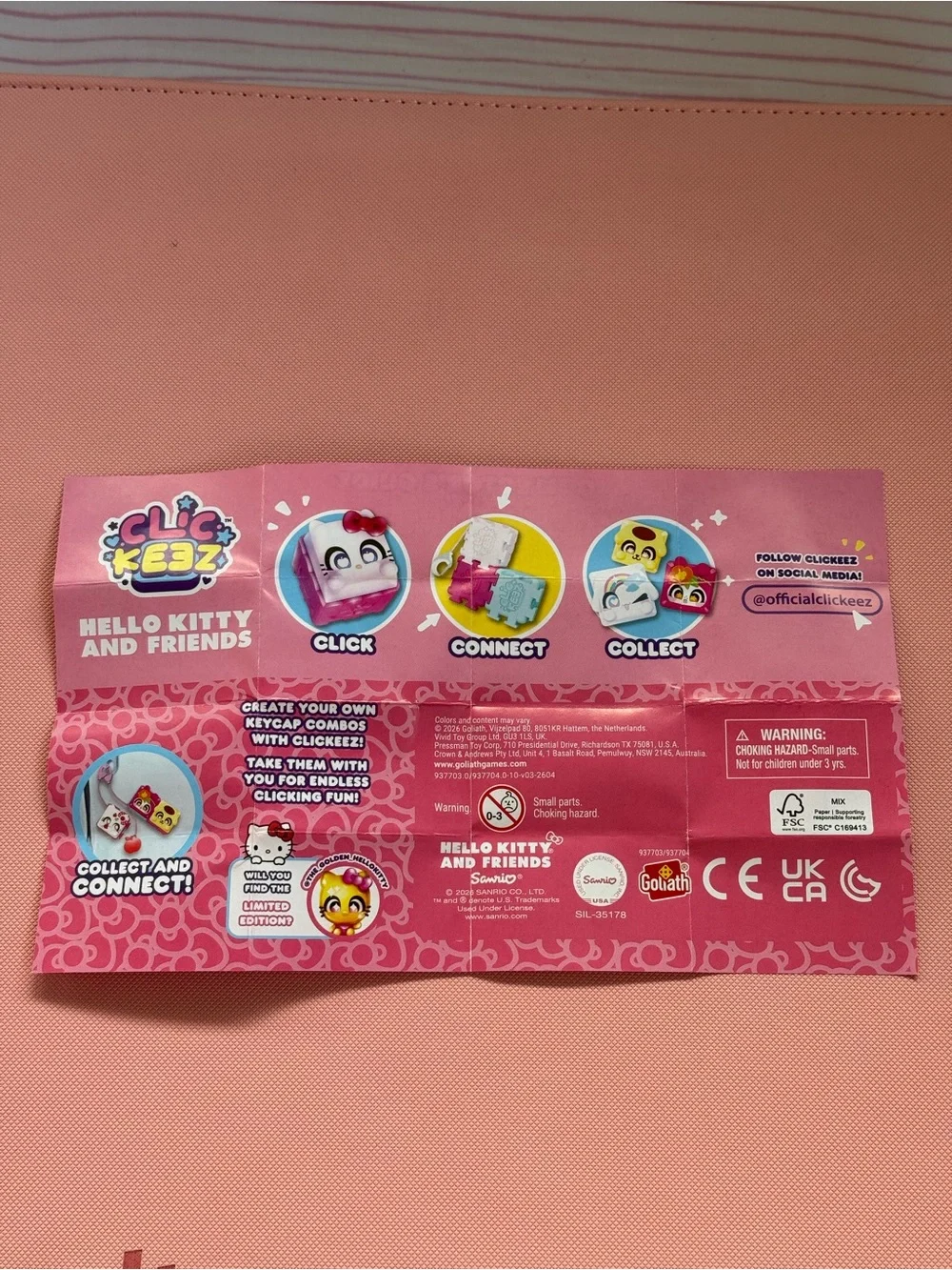 Hello Kitty and Friends Clicker Clic Keez 3-Pack Fidget Click Toy NEW NWT